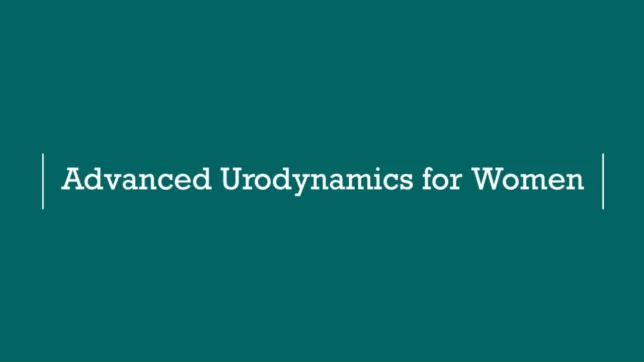 a blue background with white text that says advanced urodynamics for women