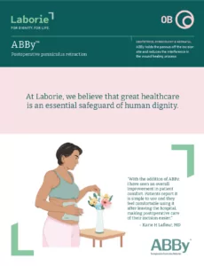 ABBy postoperative panniculus retractor, post abdominal surgery image of brochure